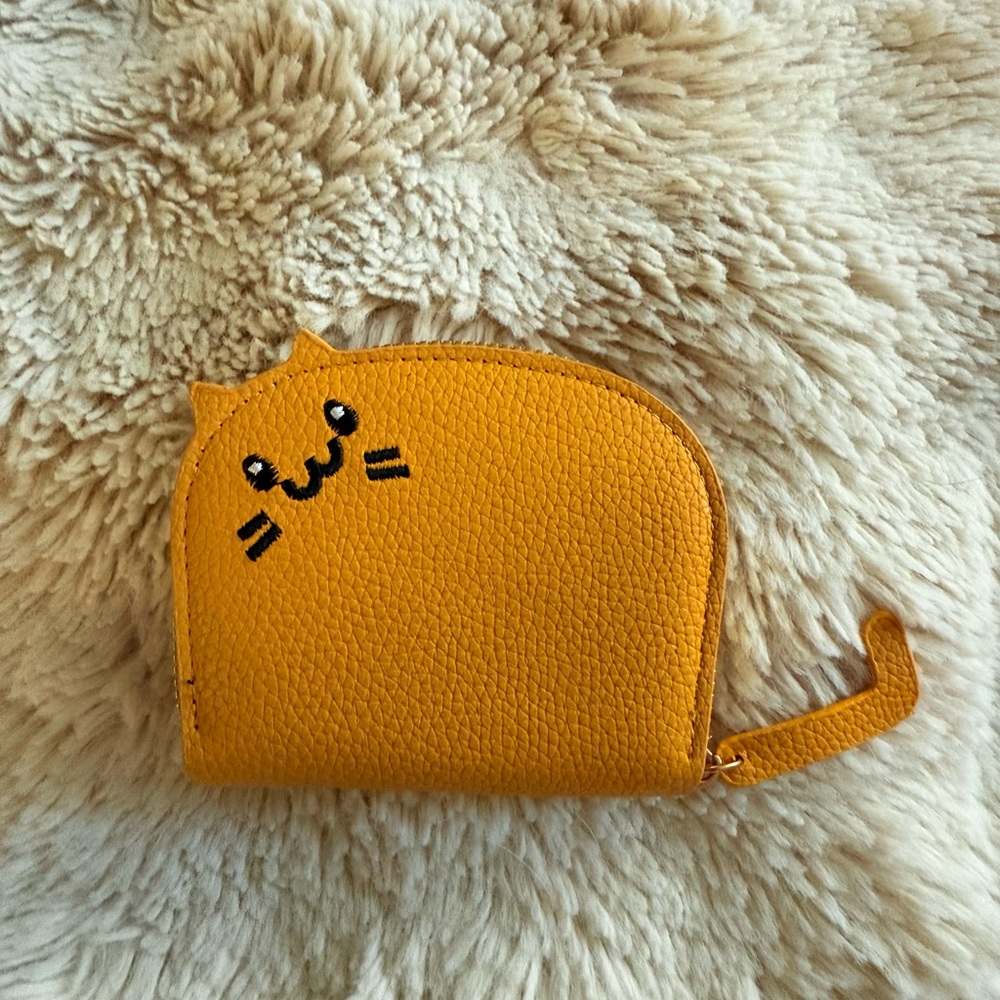 Yellow cat cardholder zipper wallet